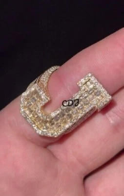 Baguette 正品莫桑石男式时尚定制戒指镀金银色 — 第 1/4 张图片