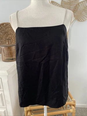 Camiseta sin mangas H&M Cami negra satinada estrás correas brillantes mediana M cóctel Foto 1 de 4