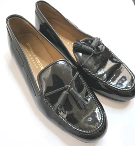Men Stubbs & Wootton Tassel Patent Leather Size 8 Spain Black Loafers - Picture 1 of 10