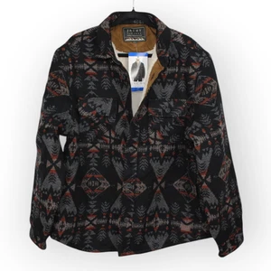 NEU Medium Jachs Sherpa gefütterte Wolljacke Shacket Shirt JacShirt schwarz aztekisch - Bild 1 von 22