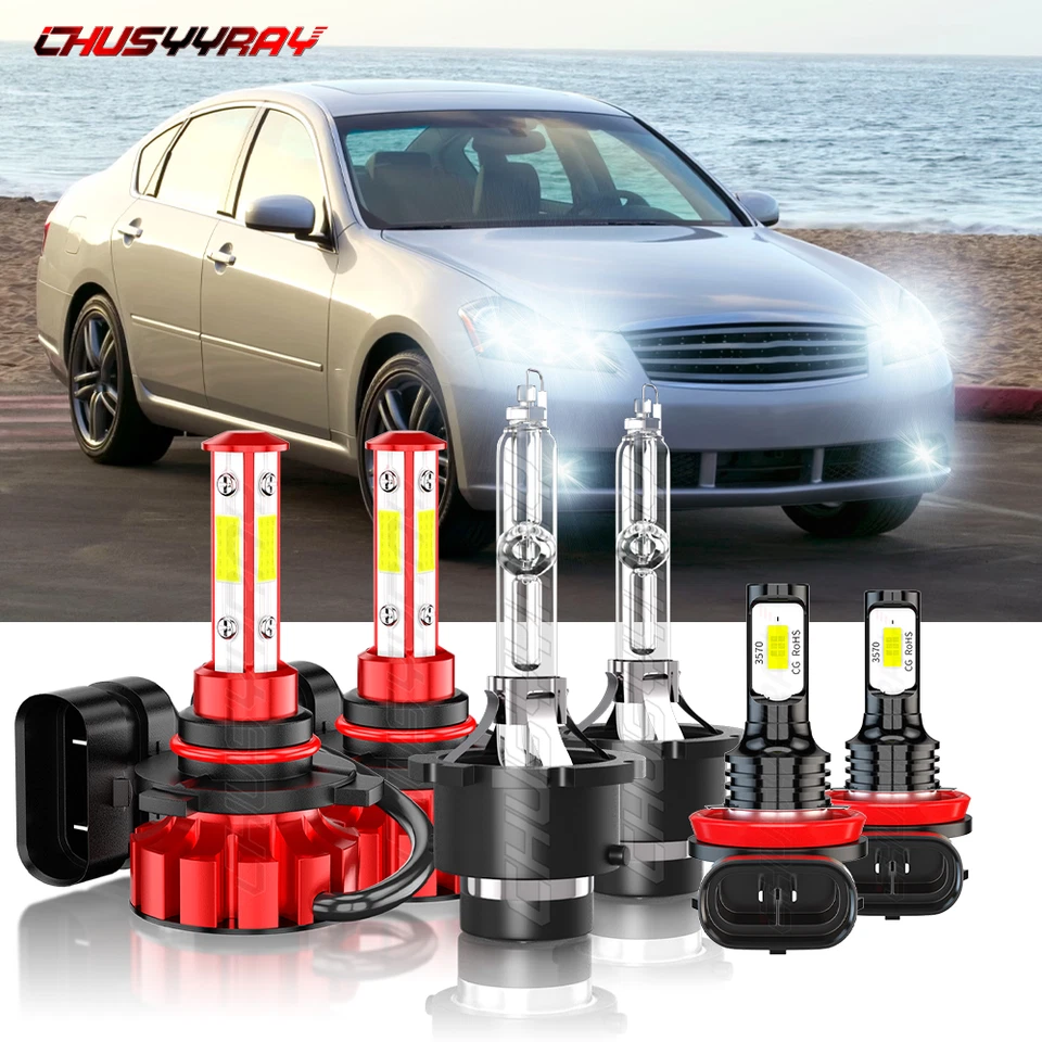 6000K HID/LED 车头灯高/低光束 + 雾灯适用于英菲尼迪 M35 2006-2010 组合 — 第 1/4 张图片