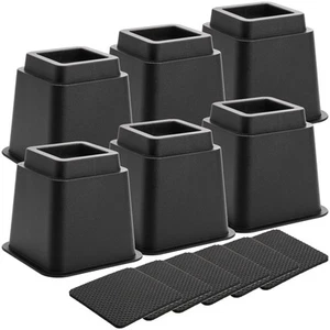 6 Pack Bed Furniture Risers 5 Inch Heavy Duty Couch Lifts with Anti-Slip Pads - Picture 1 of 7