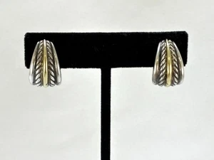 David Yurman Sterling and 18K Gold post/clip Earrings - Picture 1 of 8