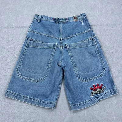 Pantalones Cortos de Jean JNCO de Colección para Hombres 33 Doble Bolsillo Caliente Corona Roja Sueltos 13" Y2K 00s Pantalones Cortos Foto 1 de 4