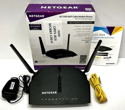 Netgear AC1200 WiFi Cable Modem Router C6220 Dual B DOCSIS 3.0 open box to test - Image 1 of 4
