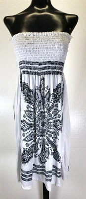 Strapless Floral Bohemian Casual Mini Beach Dress Cover up Dress Size L  NWT Foto 1 de 4