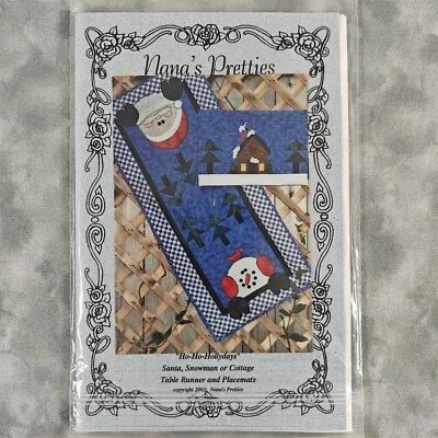"Ho-Ho-Hollydays" Table Runner & Placemat Quilt Pattern - Santa & Snowman - Image 1 of 4