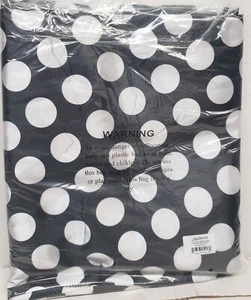 Fabric Satin Tablecloth 120" Round, WHITE POLKA DOTS ON BLACK, LT - Picture 1 of 4