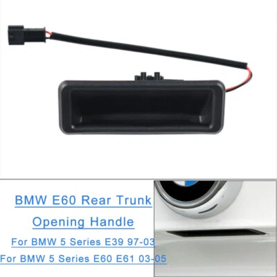 For BMW 5 Series E39 97-03 E60 E61 03-05 Rear Trunk Opening Handle Trim Black - Image 1 of 4