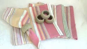 Linen N Thing Set 4 Stripe Nap 18.5"x18.5" Cott Blend Fold Miter Hem NEW 4 Rings - Picture 1 of 5