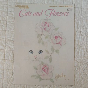 1978 VTG "Cats and Flowers" Needlepoint & Cross Stitch Patterns Leisure Arts 349 - Picture 1 of 24