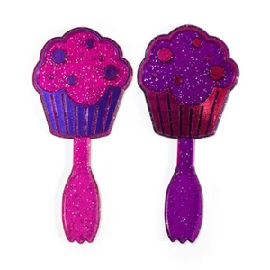 Cupcake Glitter Spoon Picks, BakeArt Decorating for Cakes Cupcakes Muffins x 6 - Picture 1 of 3