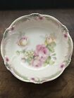 Bavaria Germany Porcelain Serving Bowl Beauty Pink Yellow Roses, Iridescent