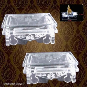 Kleiner Altar Acryl Amulett Tisch Regal & Display Buddha Fuß Ständer Thai Set 2tlg - Bild 1 von 5