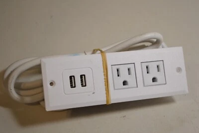 Furniture Power Distribution Unit JN02-03-22 WHITE 2 Outlet, 2  USB - Image 1 of 3