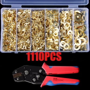 1110PCS Ring Type Cable Wire Connector Gold Non-insulated Crimp Terminal Kit - Picture 1 of 15