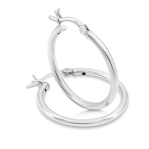 Women's 925 Sterling Silver 2mm Light-weight Tube Hoop Earrings Hypoallergenic - Imagen 1 de 15