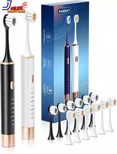 Sonic Electric Toothbrush for Adults USB Rechargeable 12 Heads 6 Modes 2 Pack - Picture 1 of 12