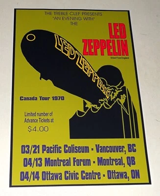 Large Led Zeppelin Canada Tour Handbill Poster 1970 Vancouver, Montreal 19"x13" - Image 1 of 3