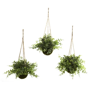 Nearly Natural Eucalyptus Maiden Hair & Berry Hanging Basket Set Of 3 Home Decor - Picture 1 of 2