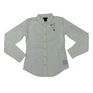 *MINOR DEFECT* Polo Ralph Lauren Girl's Long Sleeve Button-Down Shirt - Wht - 16 - Picture 1 of 4