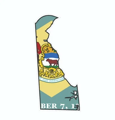 ARLON Delaware State Map Outline with Flag Sticker, Decal, Vacation Sticker