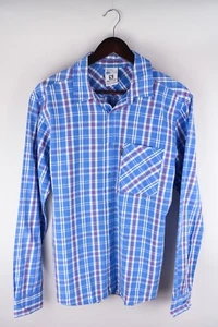 Salomon Men Casual Shirt Blue Check Travel Hiking Outdoor Cotton size M - Picture 1 of 7