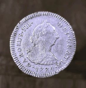 1774 PERÚ LIMA PLATA COLONIAL 1 REAL ~ CHARLES III ~ BONITA MONEDA DETALLE NÍTIDO - Imagen 1 de 2