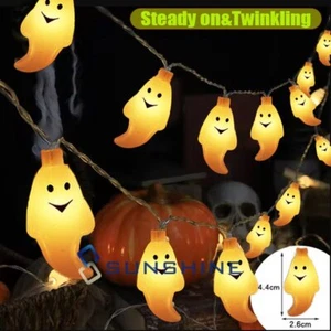 Weihnachten Halloween Geist Lichterkette Laterne 10FT 20LED Licht Batteriebetrieben - Bild 1 von 16