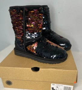 NEW UGG Classic Short Sequin Black Sparkle Women's Boots Size 5 - Picture 1 of 9