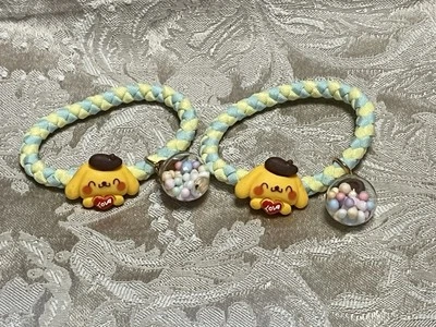 Adorable pompompurina tejido con bola corbata de pelo soporte cola de caballo scrunchie conjunto de 2 Foto 1 de 3