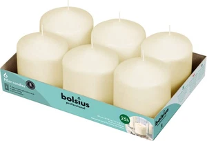 6 Ivory Pillar Candles Bulk - 3x3 Inches Candle Set - 25+ Hours Clean Burning... - Picture 1 of 8