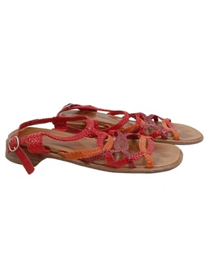 VABEENE Damen Riemchensandalen Gr. 38 Leder Flechtmuster Mehrfarbig Casual - Bild 1 von 2