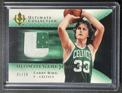 LARRY BIRD 2005-06 UPPER DECK ULTIMATE COLL #UJP-LB GAME JERSEY PATCH GOLD 05/20 - Image 1 of 2
