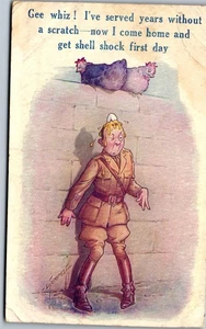 Vintage Military Postcard WWI Soldier War Humor Shell Shock Bamforth D. Tempest - Picture 1 of 3