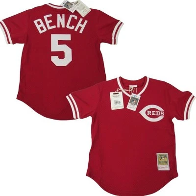 New 1983 Johnny Bench #5 Reds Mens Mitchell & Ness Authentic BP Jersey $100 - Image 1 of 4
