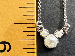 Vintage Disney Necklace Only Mickey Mouse Icon Pearl Silver Tone Mickey - Picture 1 of 7