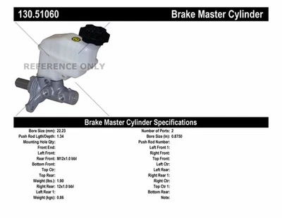 Cilindro maestro de freno-Premium Centric 130.51060 para Hyundai Sonata 09-15 Foto 1 de 2