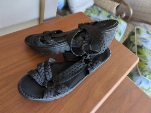 Bernie Mev Black Crystal Wedge Strappy Sandal Women's Size 41 / 10.5 - 2.5 Heel - Picture 1 of 5