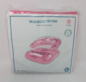 Aufblasbarer Glitzer Stuhl - 90er 2000er Retro Look Kinder & Teens Sitz - Rosa - Bild 1 von 3