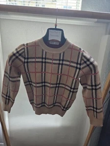 SHEIN Girls Sweater Tan Black Plaid Checkered Knit Casual Pullover For Age US 8Y - Picture 1 of 7