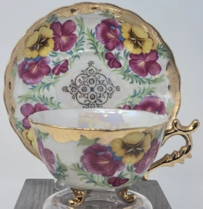 Vintage Multicolor Floral Gold Tone Trim Tea Cup & Saucer Unbranded READ! - Picture 1 of 9