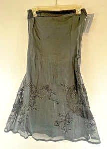 90s French Connection Black Strapless Beaded Cocktail Dress 4 NWT Cotton beach - Picture 1 of 11