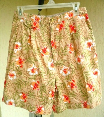 PANTALONES CORTOS HIBISCO NARANJA FLORAL HAWAIANO BEIGE VAQUERO MUJER CIERVO S M BLANCO Foto 1 de 4