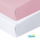 Pack N Play Fitted Sheet Mini Crib Mattress Sheets 2 Pack White & Pink 39