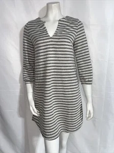 Maternal America Striped Stretch Dress 3/4 Sleeve Gray Beige Size XS - Picture 1 of 6