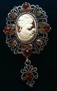 Broche prendedor antiguo camafeo de reina victoriano estilo vintage - ¡Delicado y encantador!! - Imagen 1 de 4