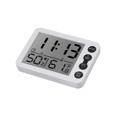 Thermometer Digital LCD Hygrometer Humidity Meter Room Indoor Temperature Clock - Image 1 of 4
