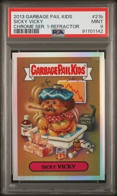 2013 Topps Garbage Pail Kids Chrome Series 1 CS1 SICKY VICKY 21b REFRACTOR PSA 9 - Image 1 of 2