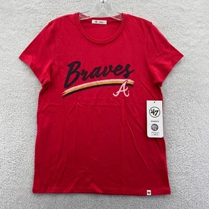 Atlanta Braves Shirt Womens Small Red Top '47 Brand MLB Baseball Tee *A1 New - Picture 1 of 12